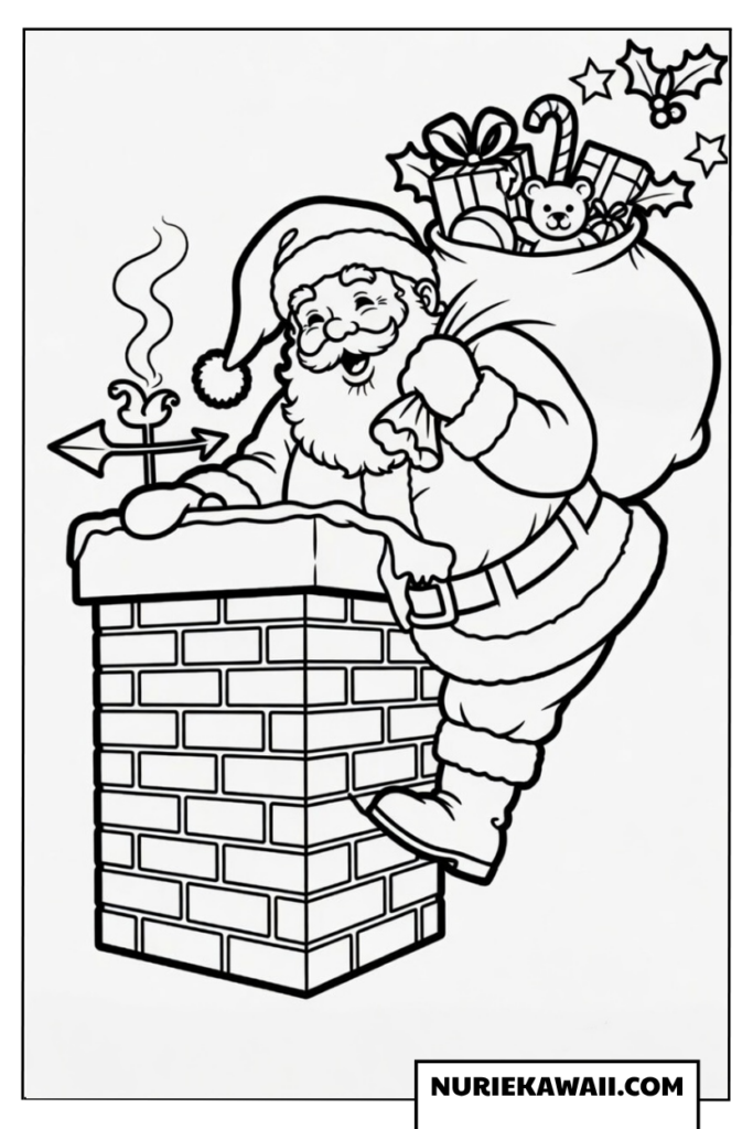 クリスマス 塗り絵 サンタ 煙突