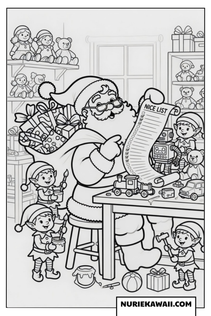 クリスマス 塗り絵 サンタ いい子リスト