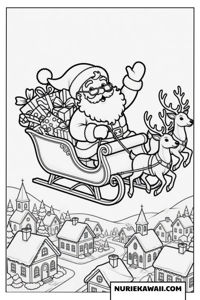 クリスマス 塗り絵 サンタ ソリ