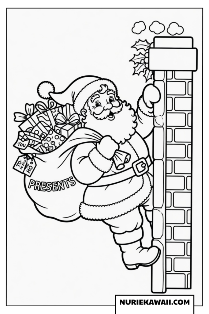 クリスマス 塗り絵 サンタ 煙突