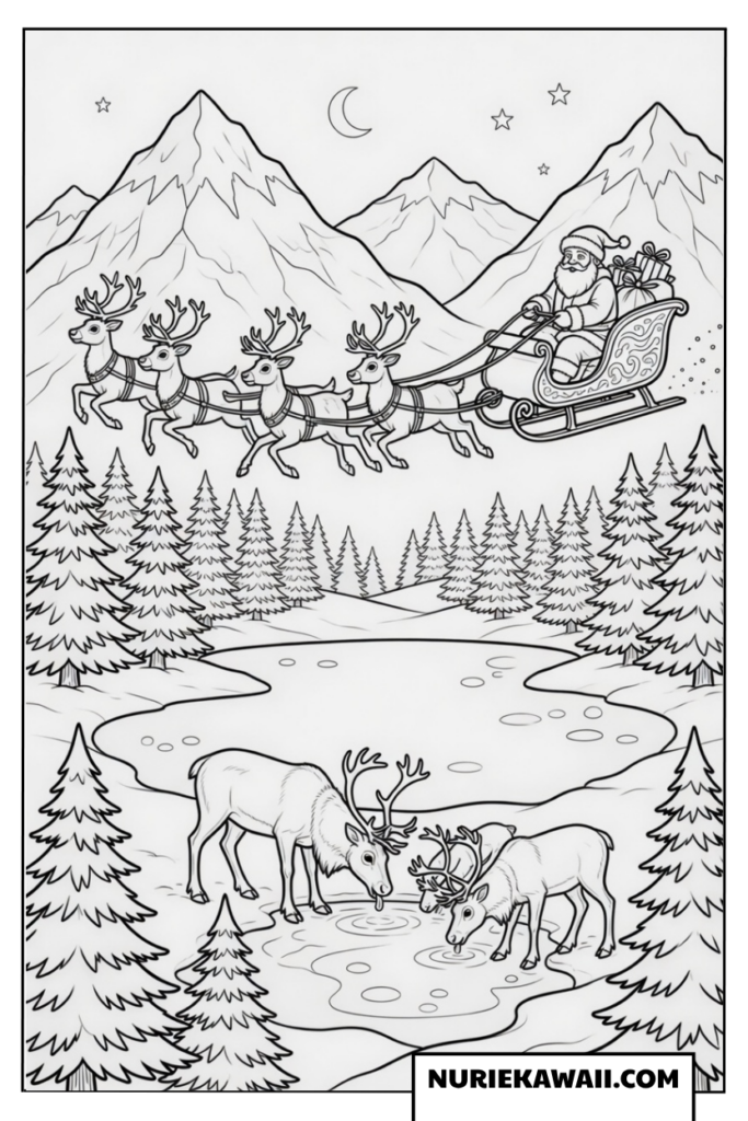 クリスマス 塗り絵 サンタ ソリ