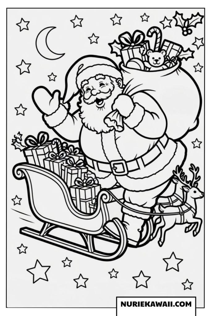 クリスマス 塗り絵 サンタ ソリ