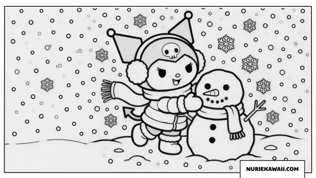 冬のクロミと雪だるま