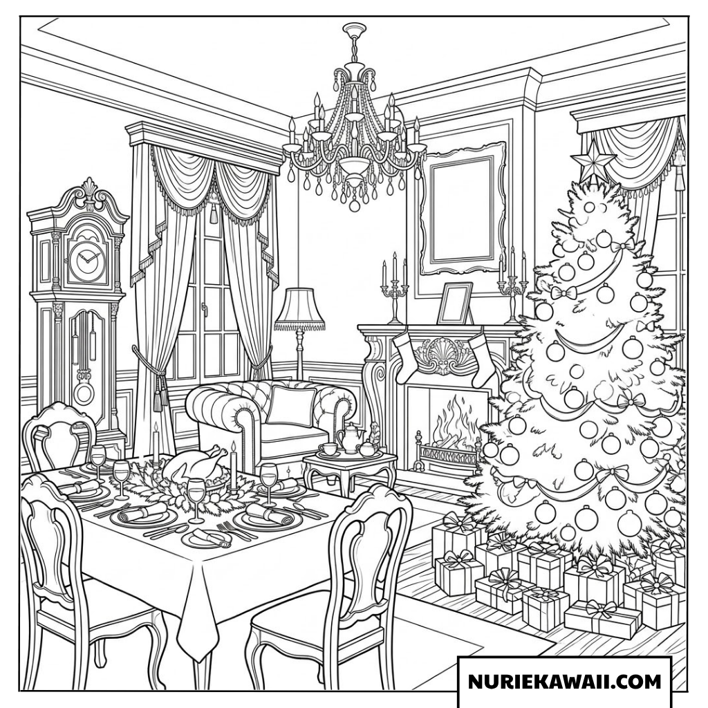 クリスマス 塗り絵 ダイニングルーム