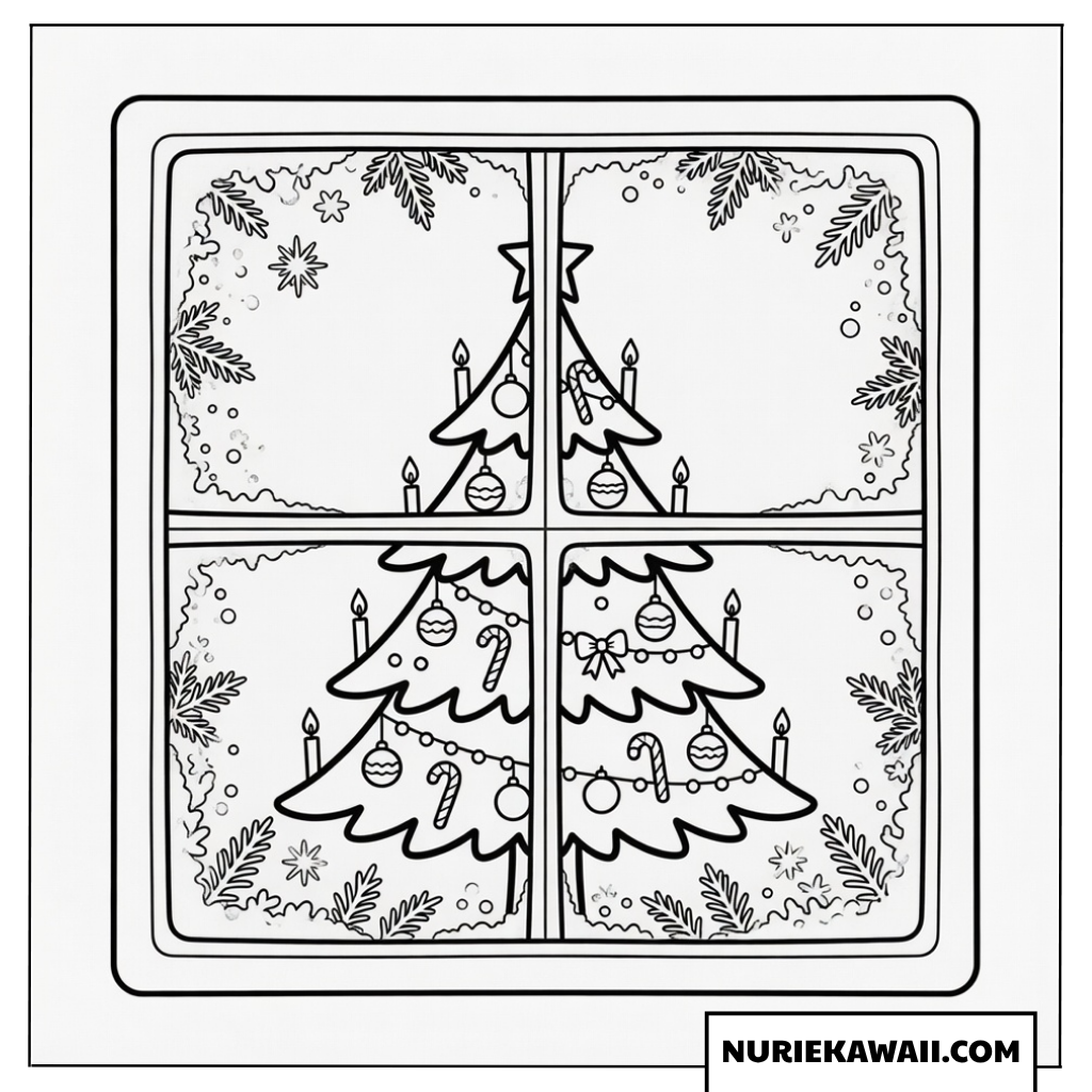 クリスマス 塗り絵 窓 クリスマスツリー