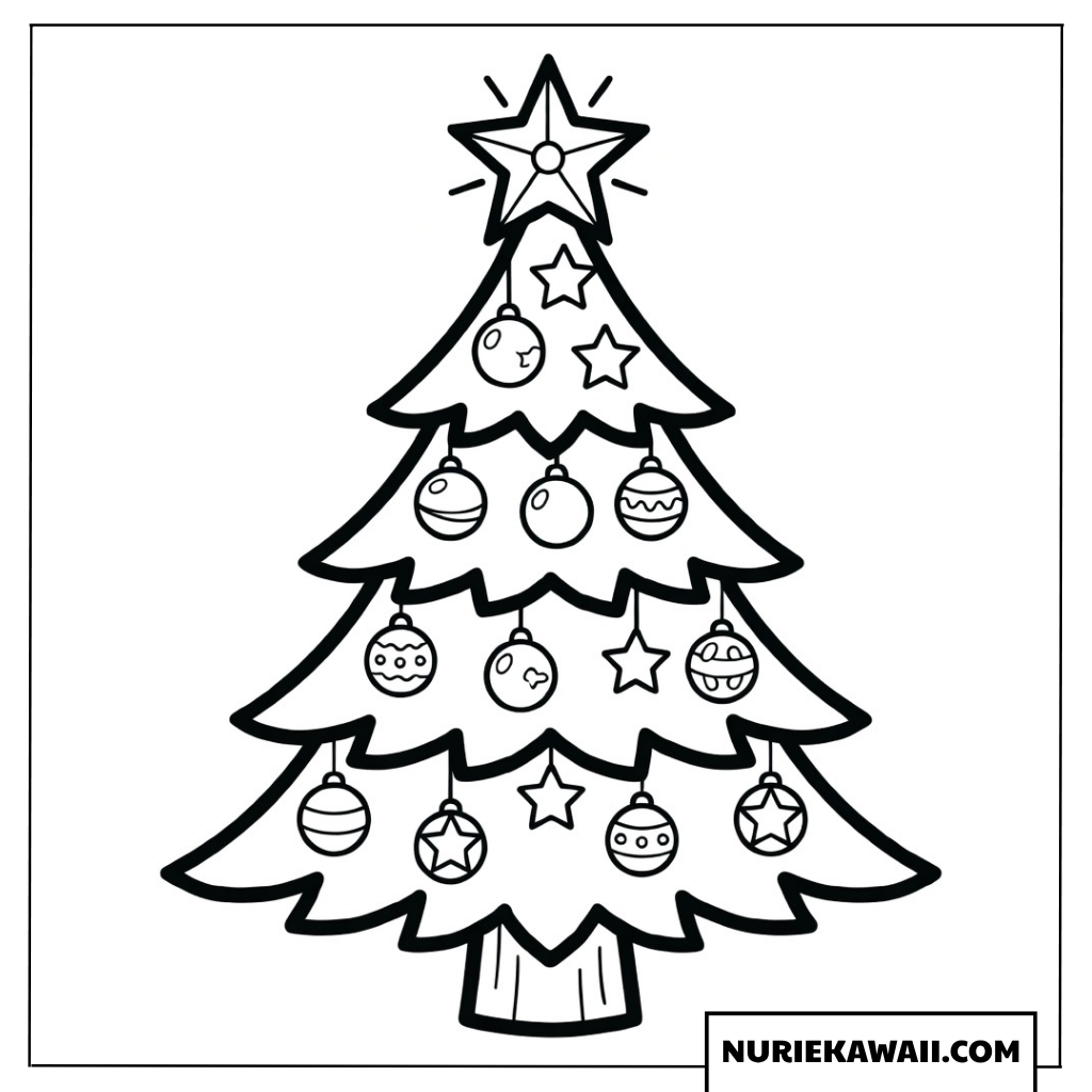 クリスマス 塗り絵 シンプル ツリー