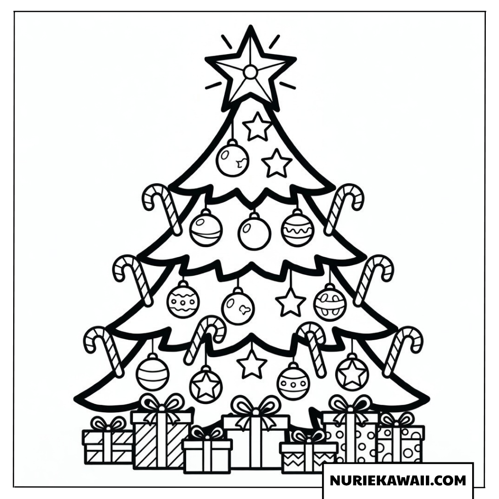 クリスマス 塗り絵 ツリー キャンディーケーン