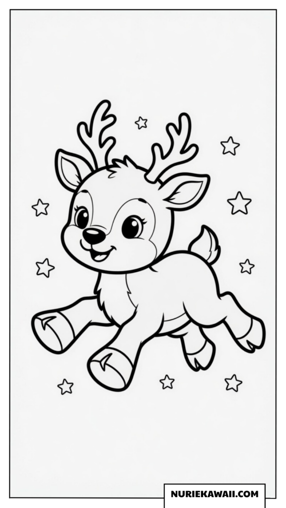 クリスマス 塗り絵 可愛いトナカイ