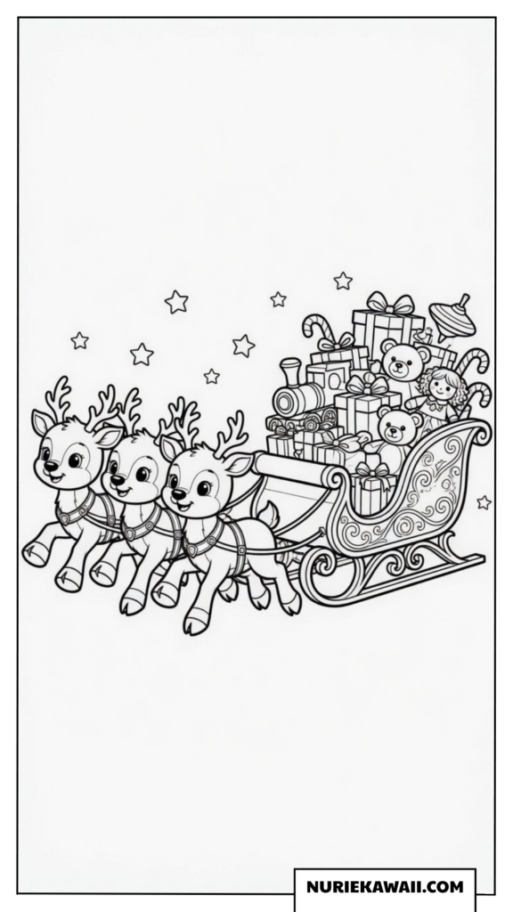 クリスマス 塗り絵 トナカイ ソリ プレゼント