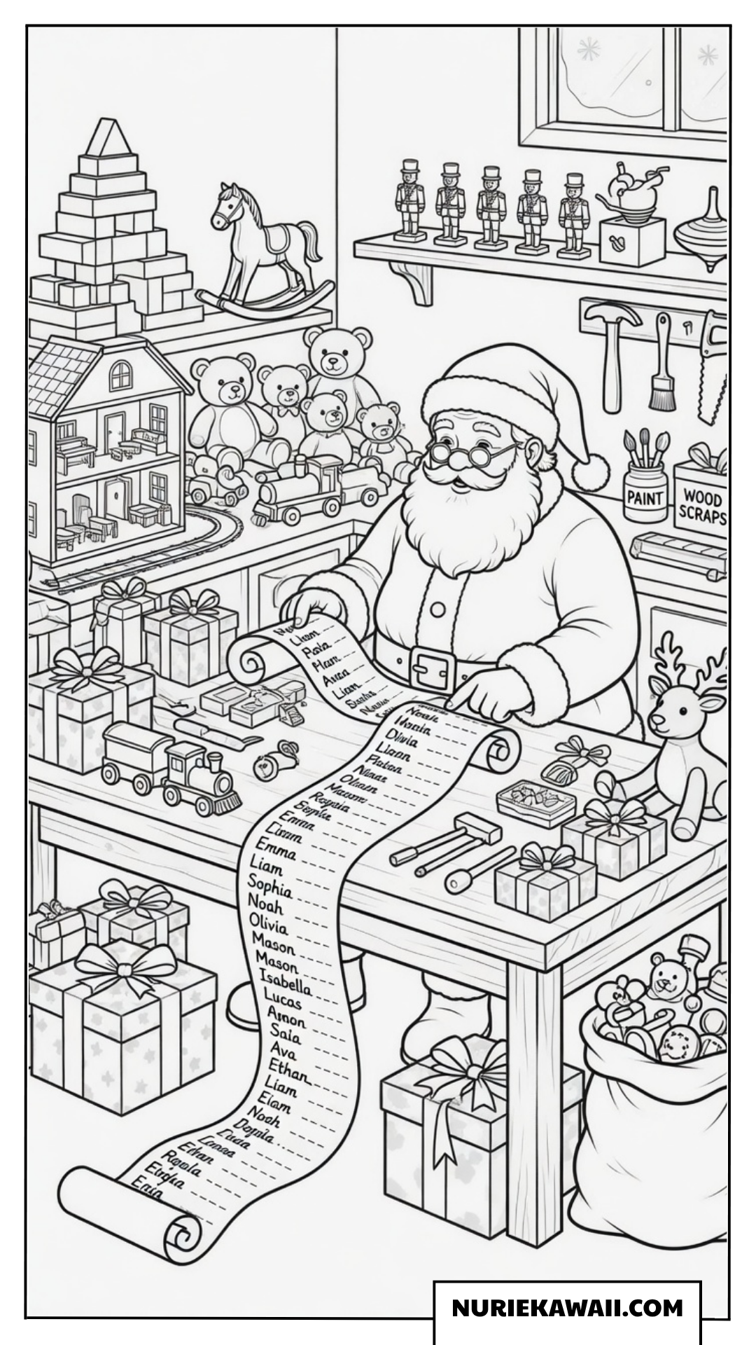 クリスマス 塗り絵 サンタ プレゼントリスト