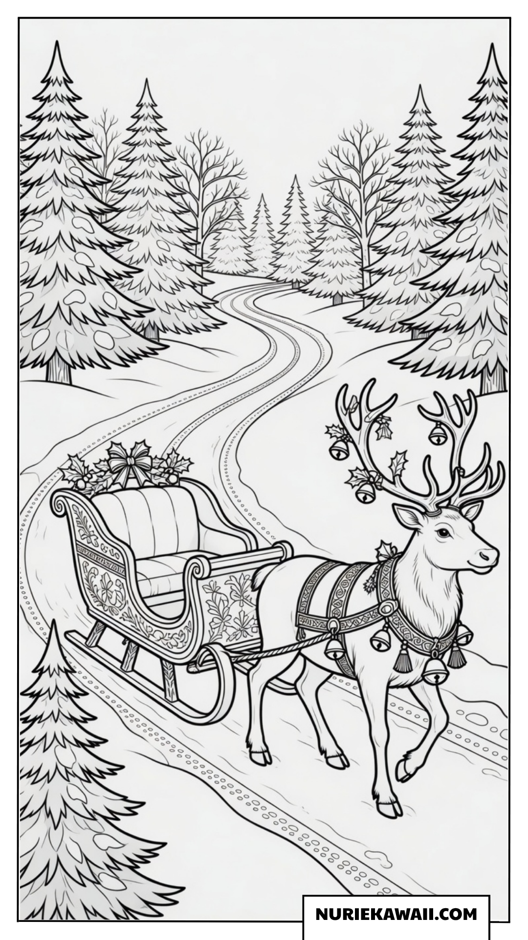 クリスマス 塗り絵 トナカイ ソリ