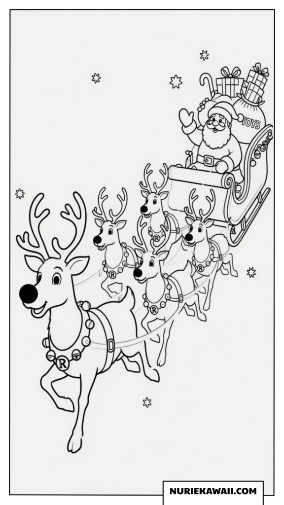 クリスマス 塗り絵 サンタ ソリ トナカイ
