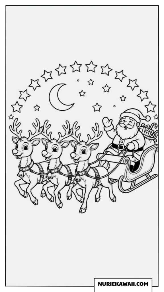 クリスマス 塗り絵 サンタ ソリ