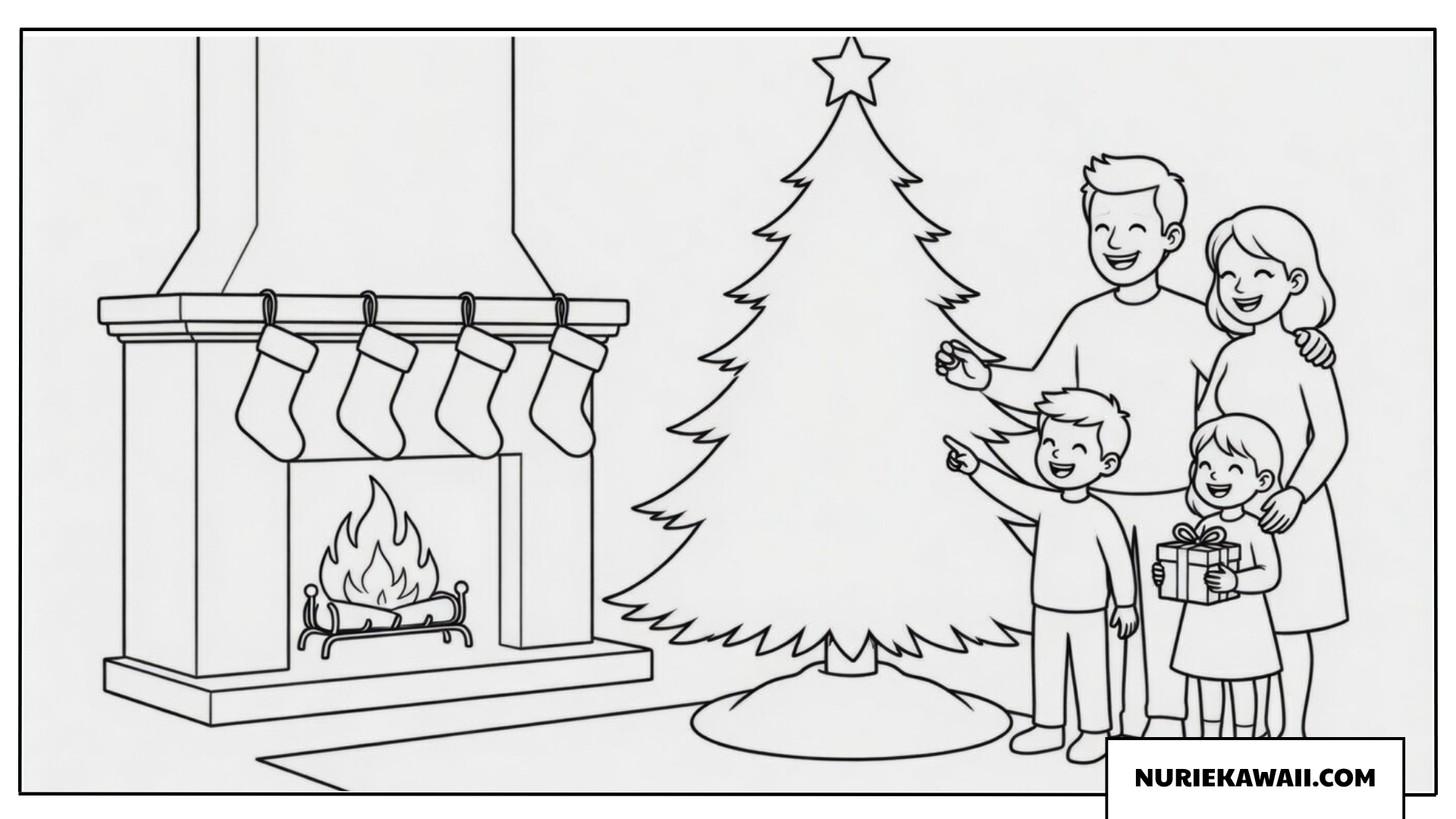クリスマス 塗り絵 家族 クリスマスツリー