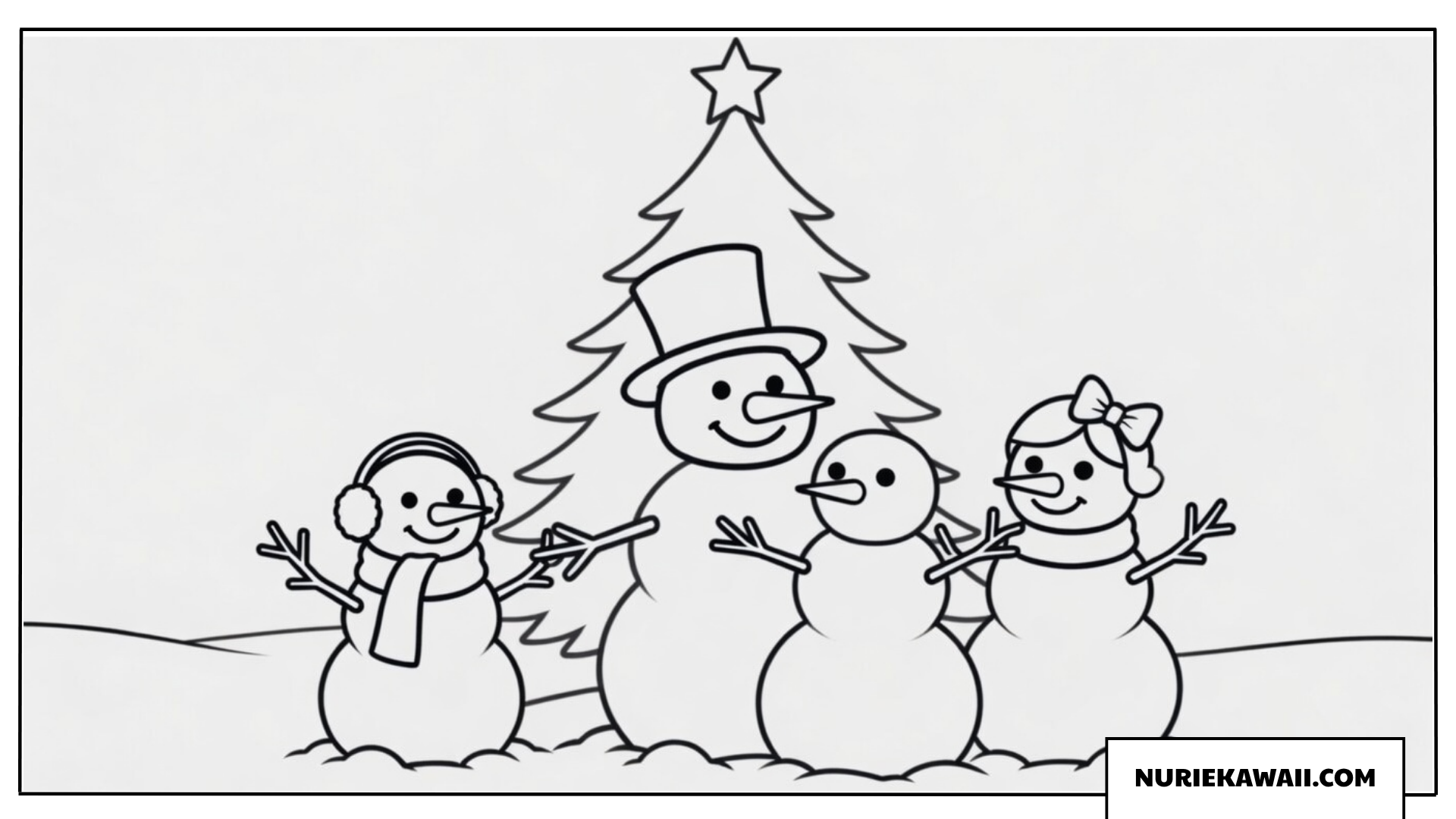クリスマス 塗り絵 雪だるま 3体