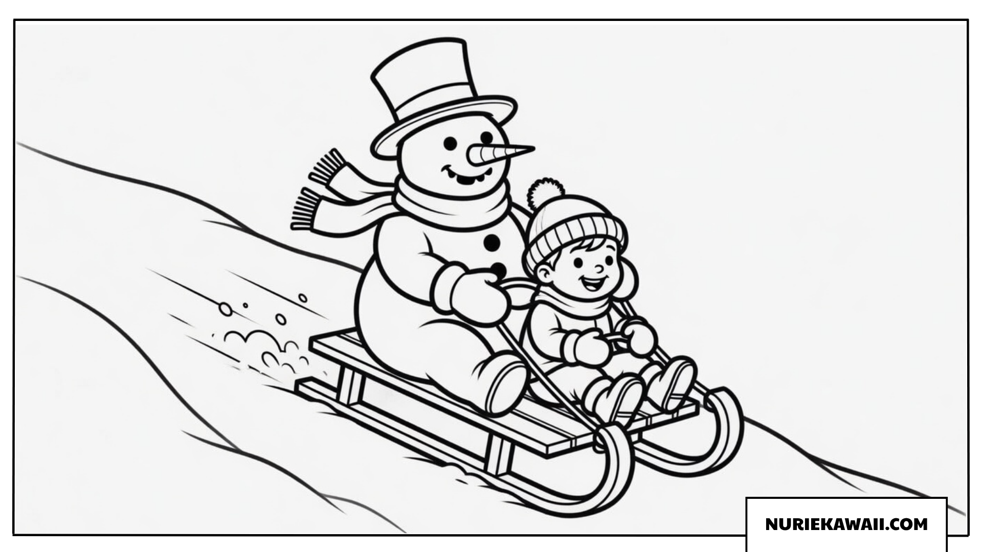 クリスマス 塗り絵 雪だるま ソリ