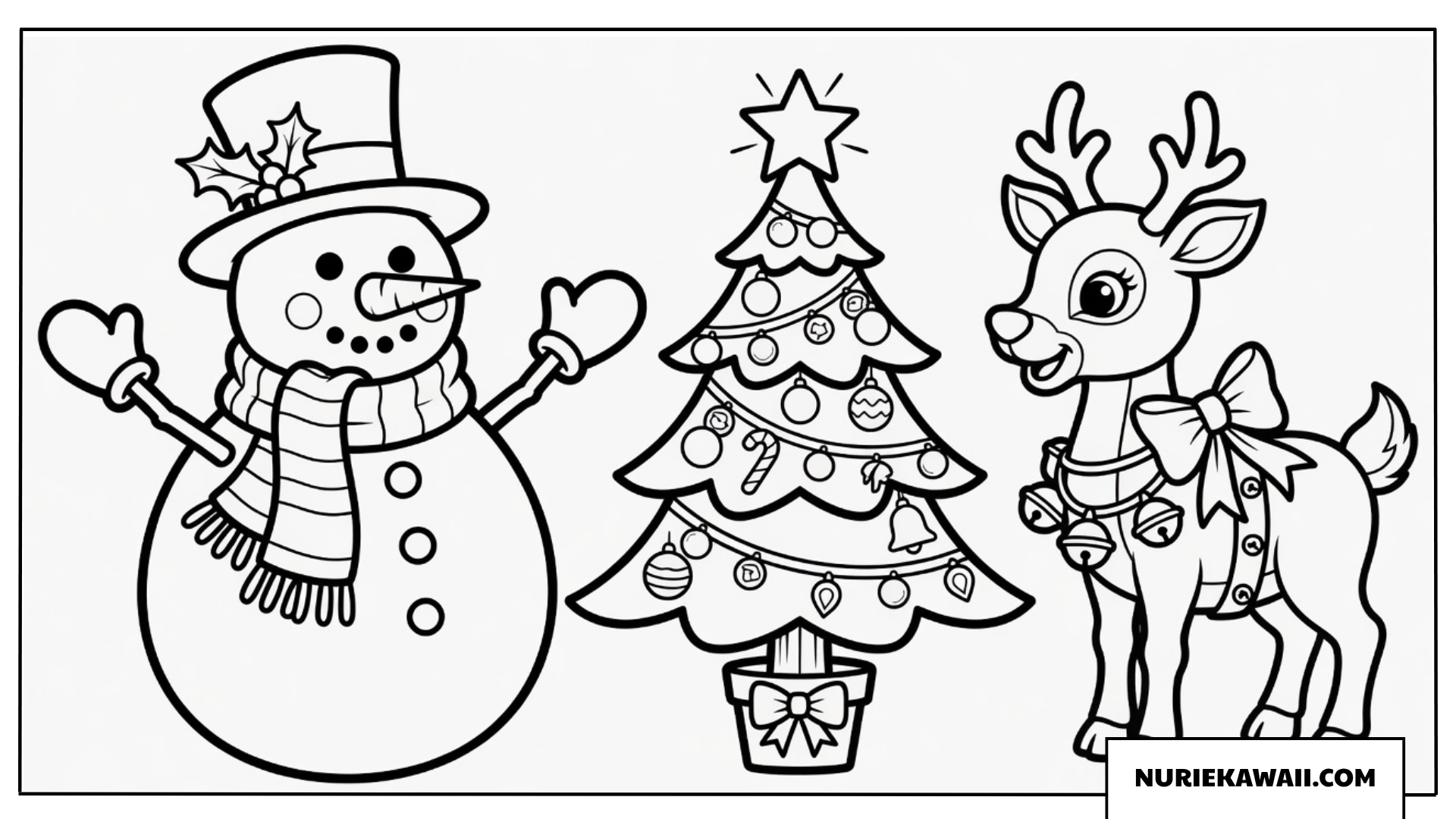 クリスマス 塗り絵 雪だるま ツリー トナカイ