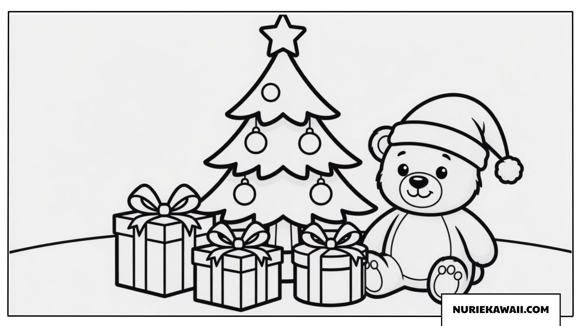 クリスマス 塗り絵 テディベア ツリー