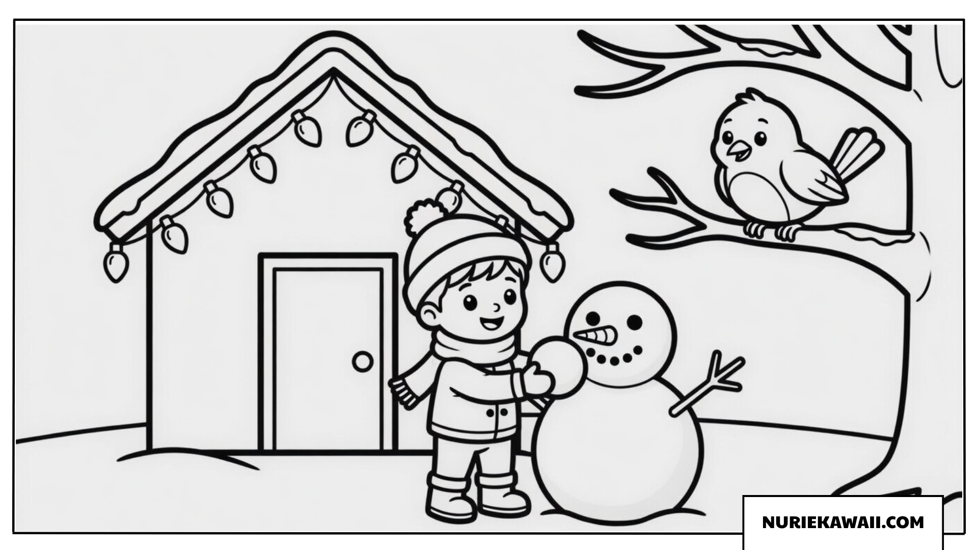 クリスマス 塗り絵 雪だるま作り