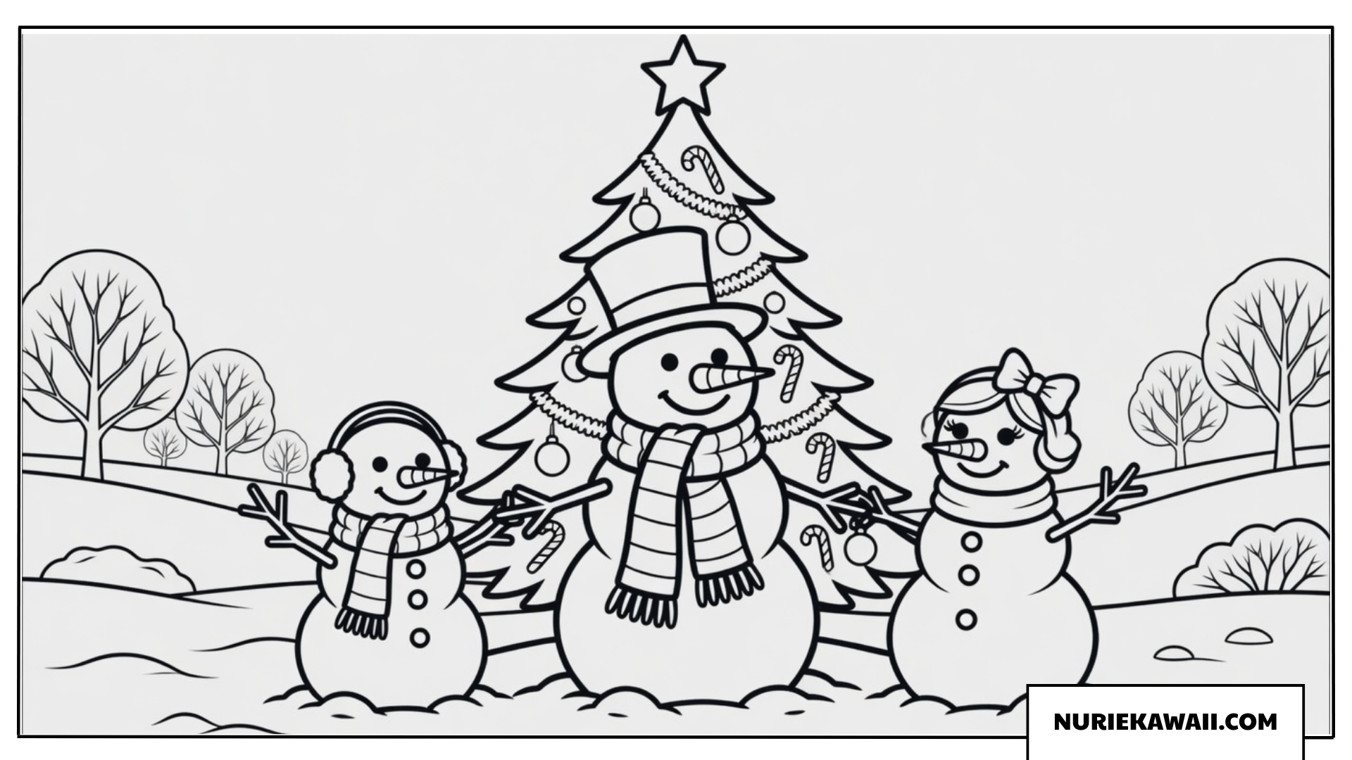 クリスマス 塗り絵 雪だるまファミリー