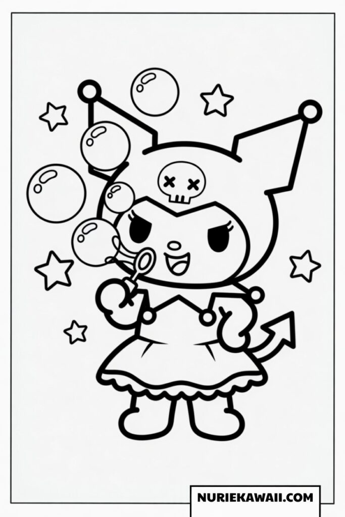 クロミがシャボン玉を吹いている