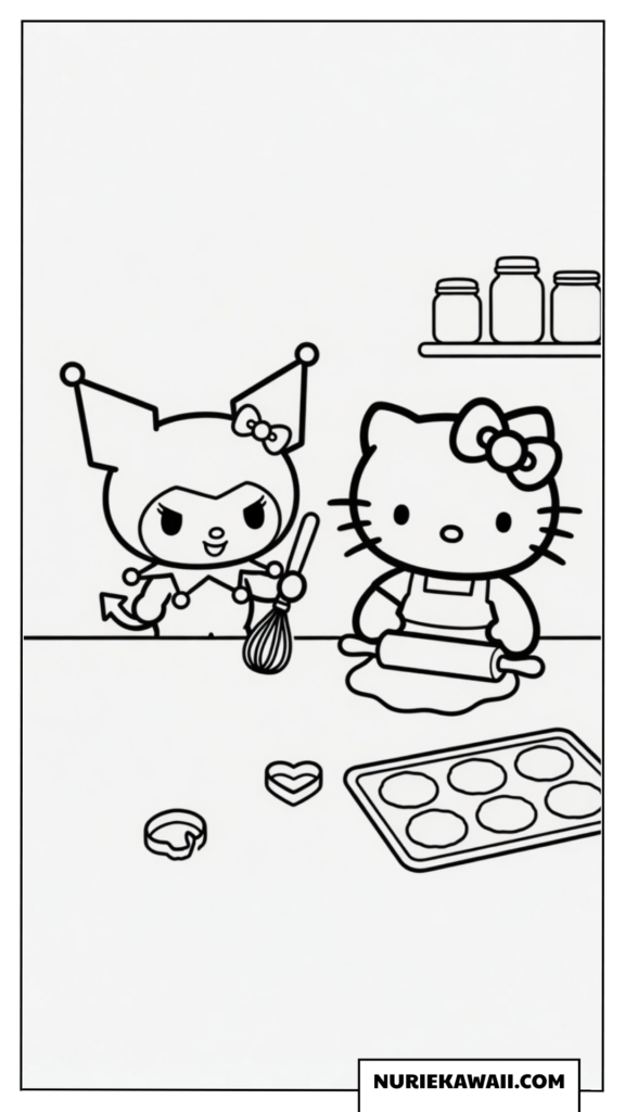 クロミとハローキティのクッキー作り