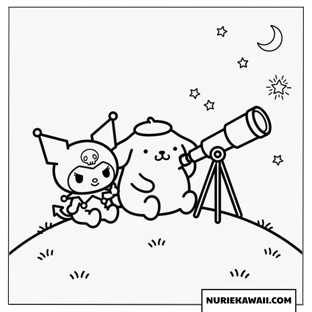 クロミとポムポムプリンの星空観察