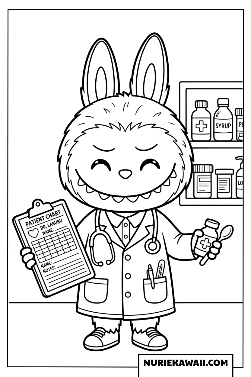 Labubuのお医者さんごっこ塗り絵