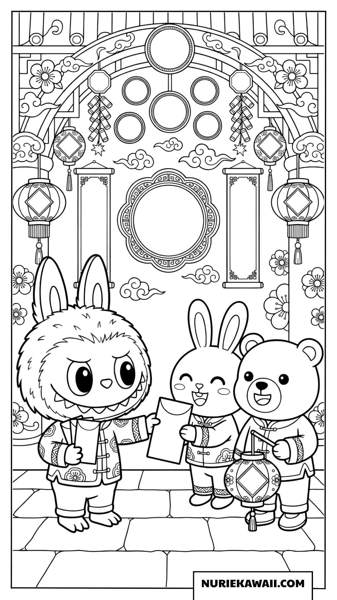 Labubuのお年玉配り祭り塗り絵