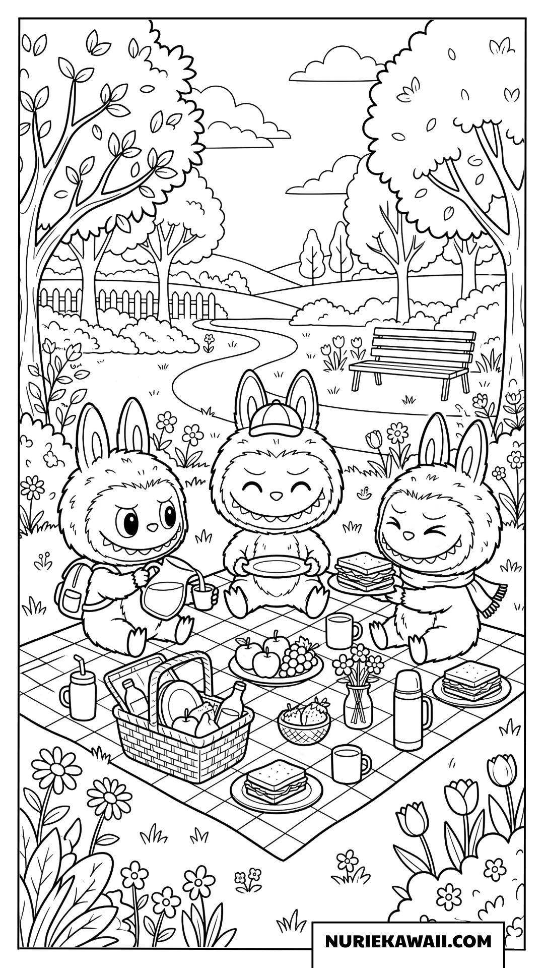 Labubuのピクニック塗り絵