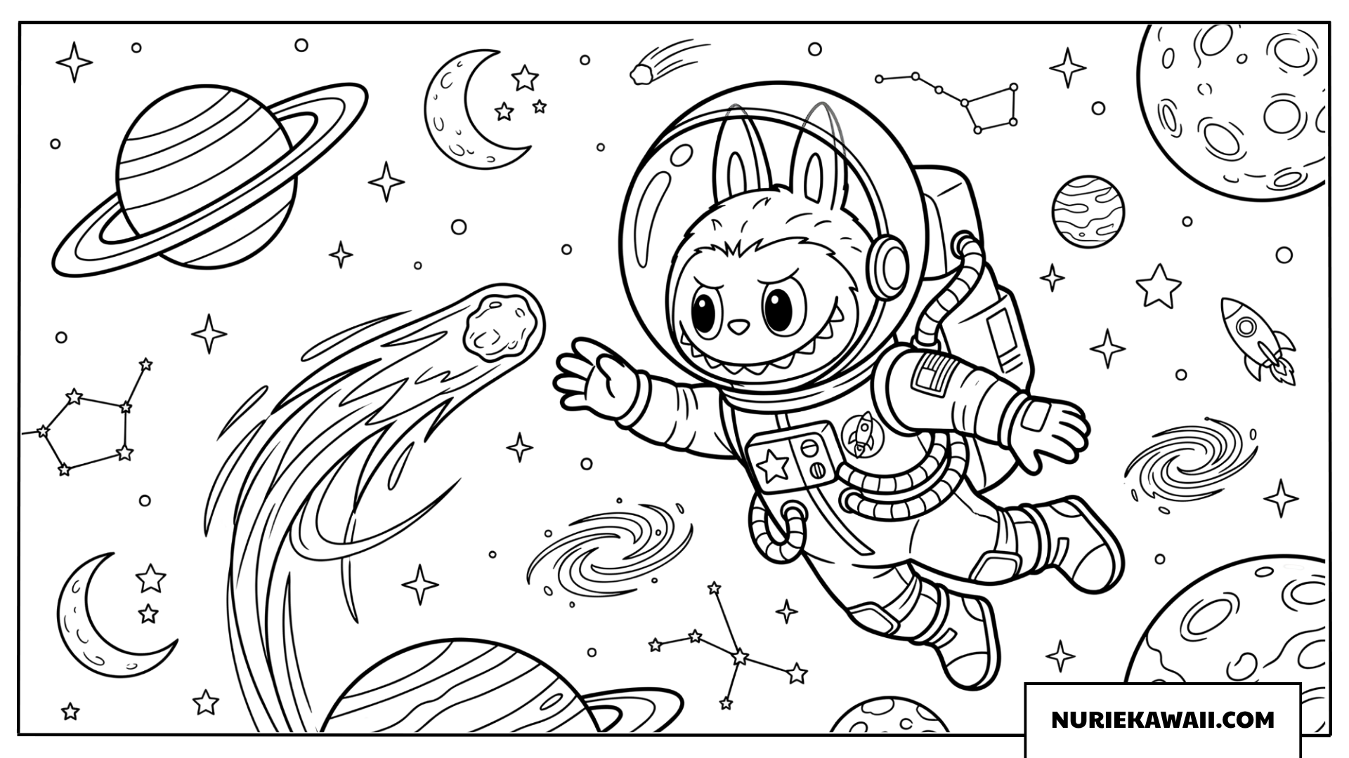 Labubuの宇宙旅行塗り絵