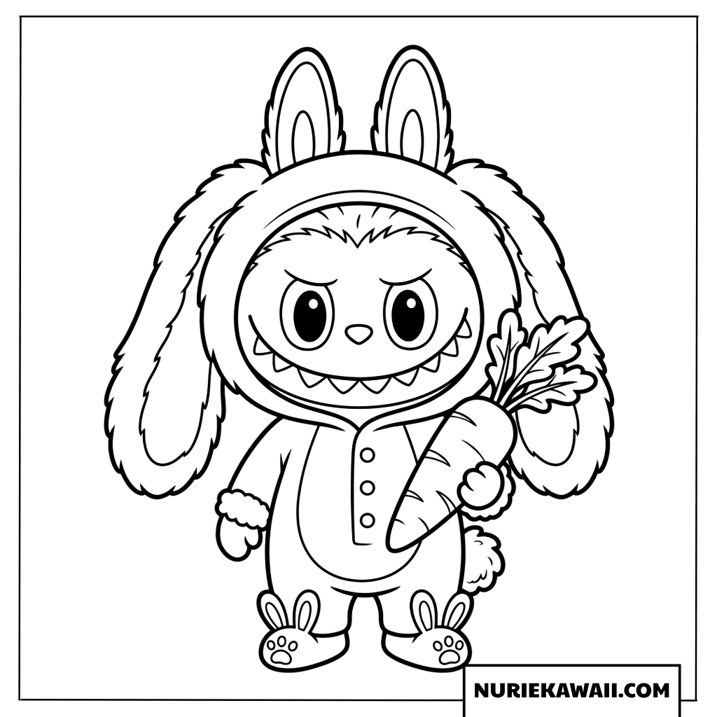 ウサギのラブブとニンジンの塗り絵