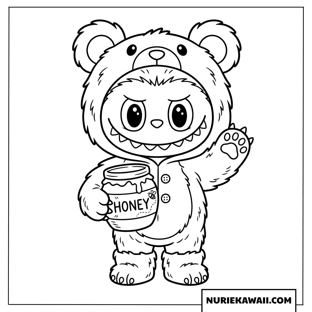 クマのラブブとハチミツの塗り絵