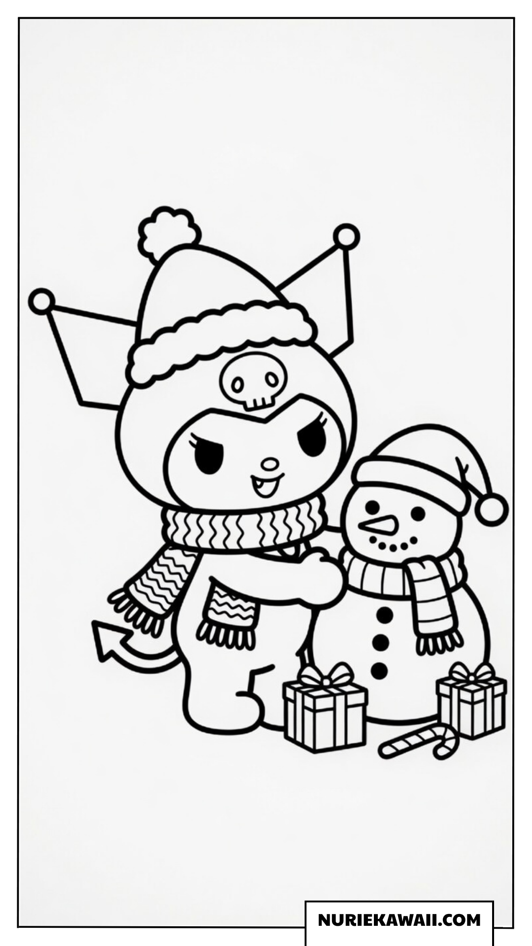 クロミがクリスマスシーズンに雪だるまを作る