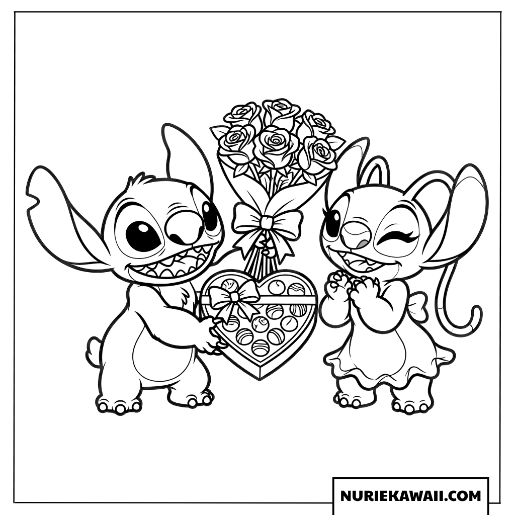 スティッチとエンジェル 愛のプレゼント 塗り絵