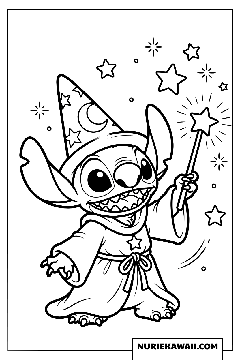 スティッチの魔法使いの塗り絵