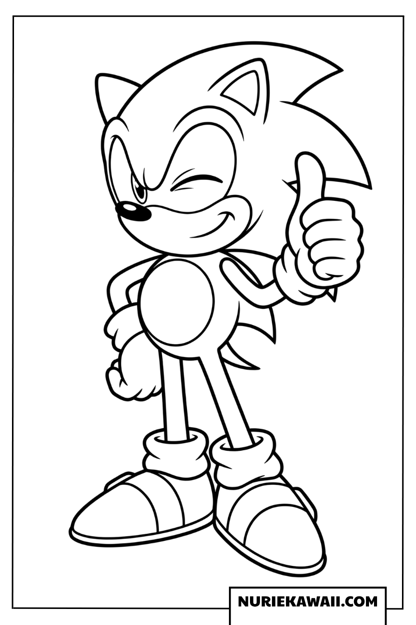 ソニック ウインク ポーズ 塗り絵
