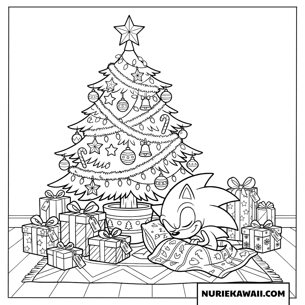 ソニック クリスマスツリー プレゼント 塗り絵