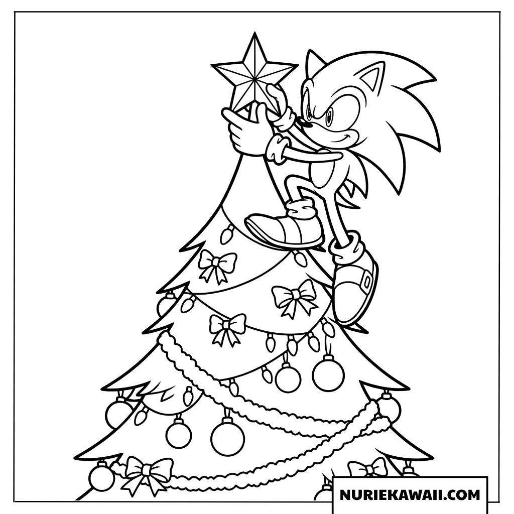 ソニック クリスマスツリー 星飾り 塗り絵
