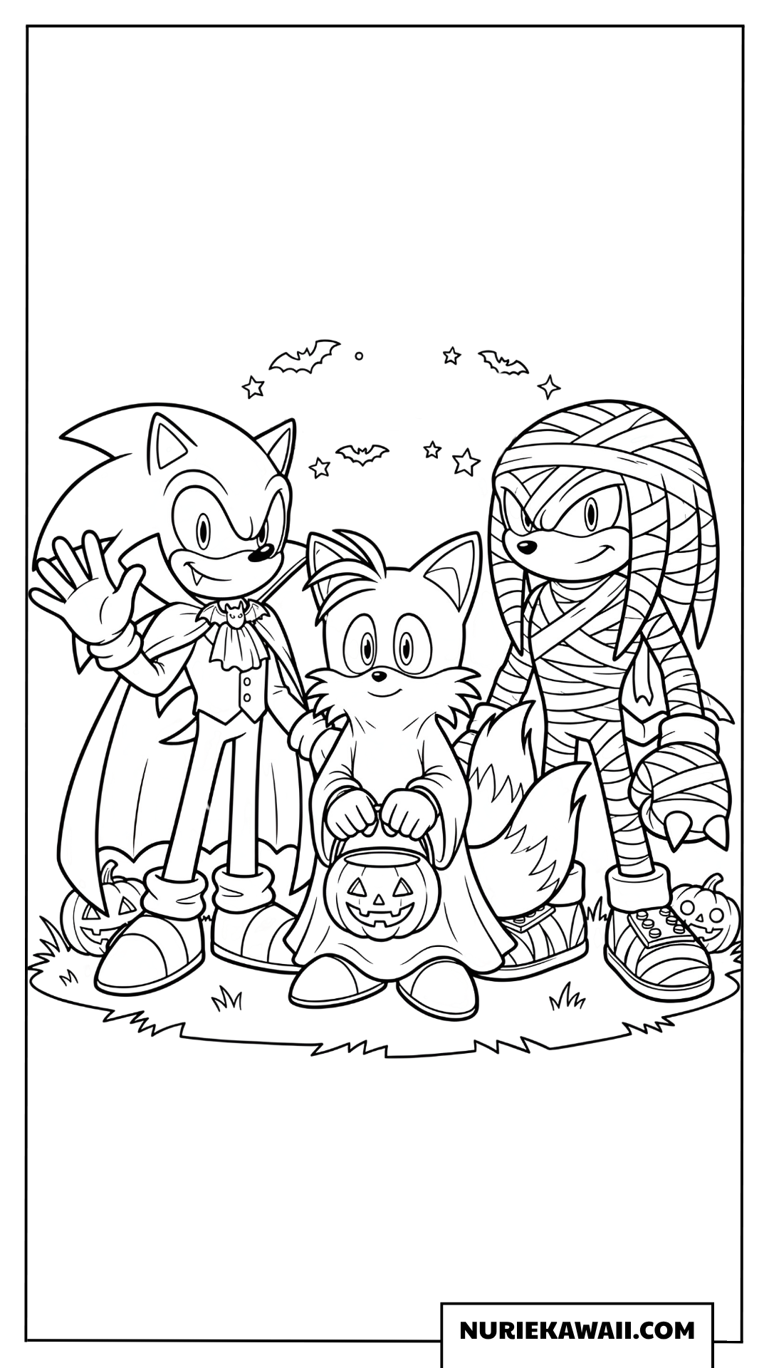 ソニック テイルス ナックルズ ハロウィン 塗り絵