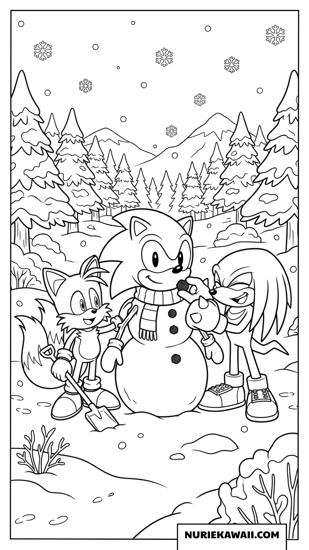 ソニック テイルス ナックルズ 雪だるま 作り 塗り絵