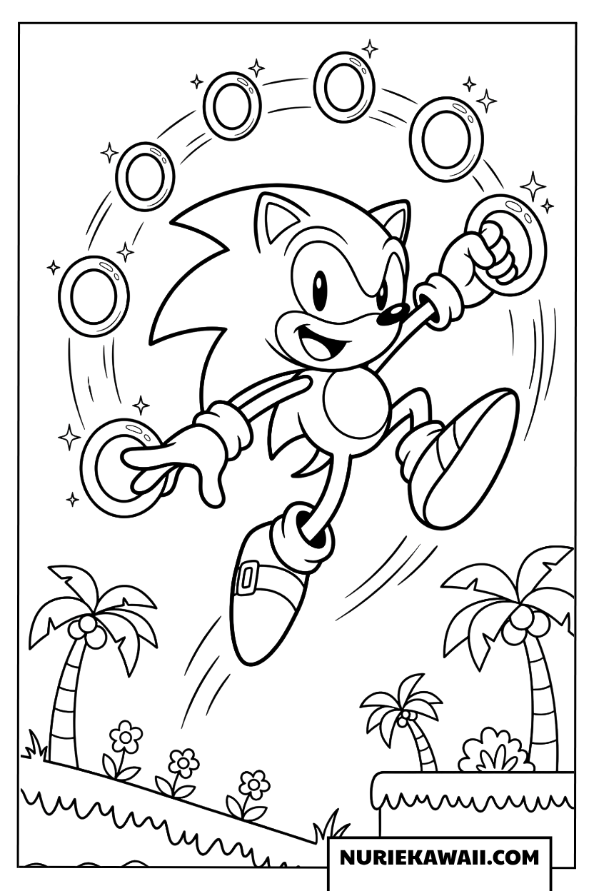 ソニック リングコレクション ジャンプ 塗り絵