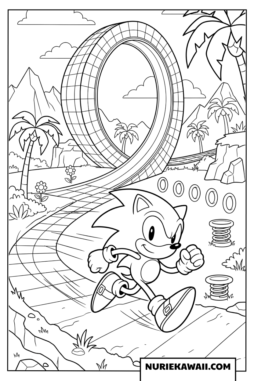 ソニック ループコース ランニング 塗り絵