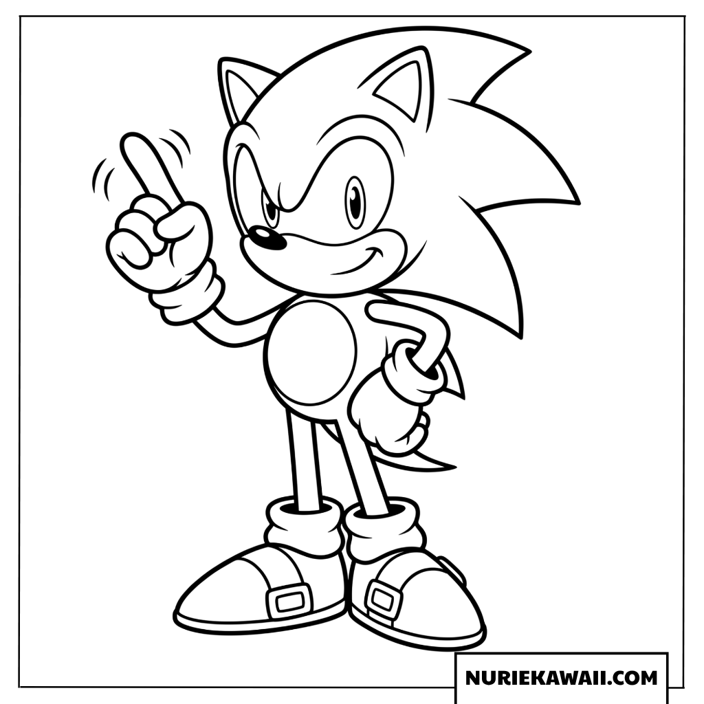 ソニック 指さし 自信ポーズ 塗り絵