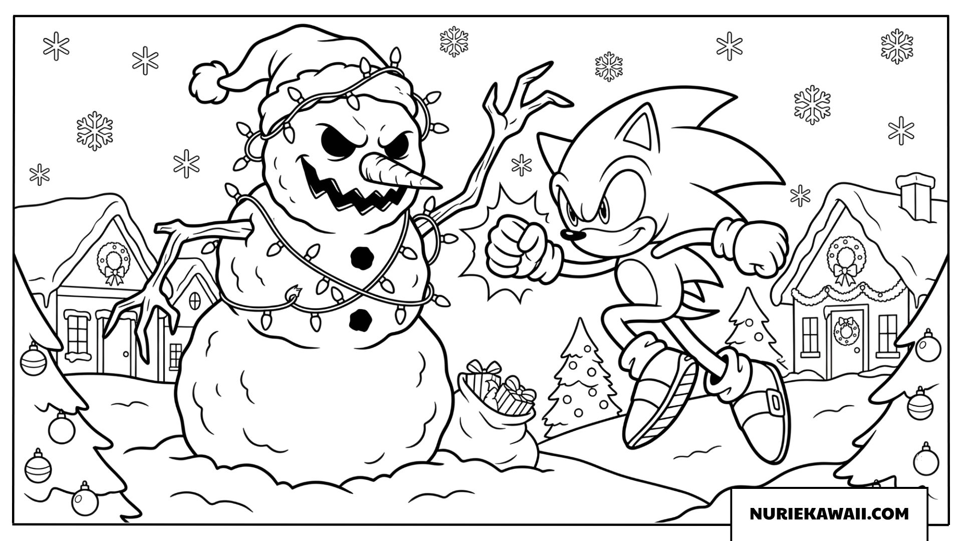 ソニック 雪だるま バトル 塗り絵