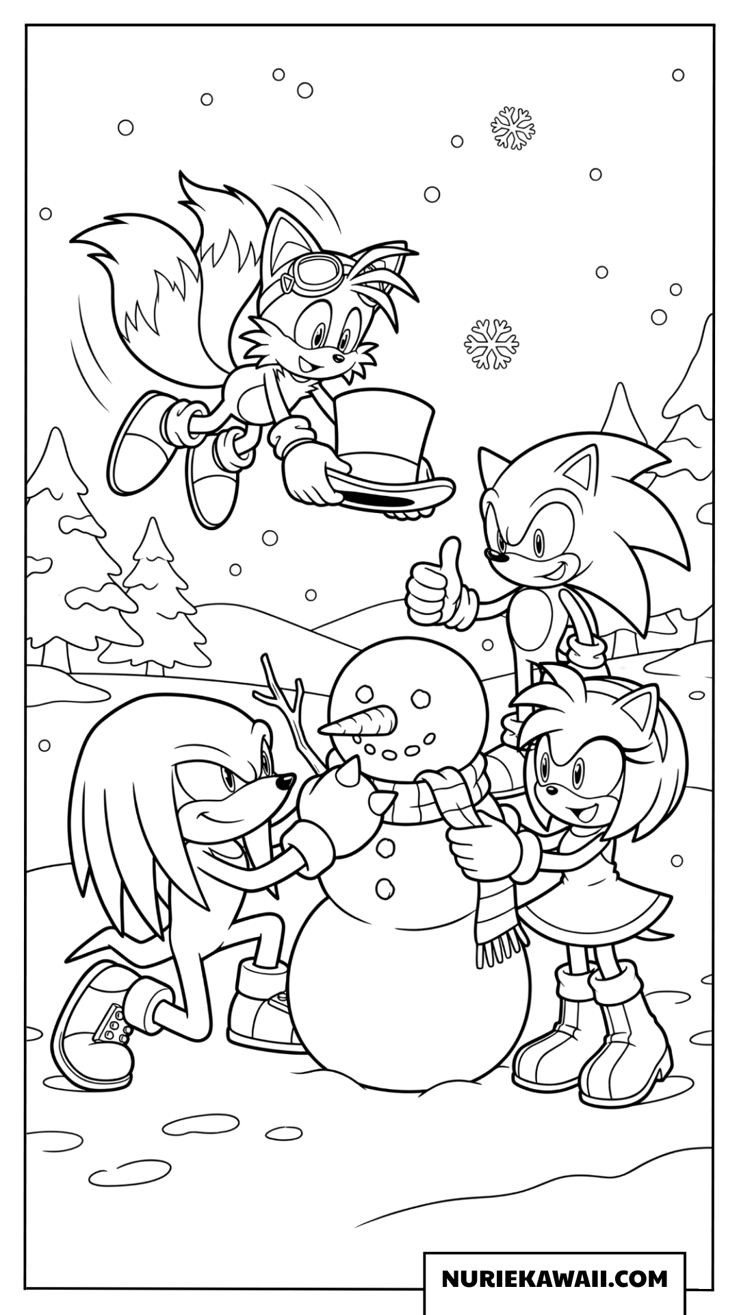 ソニック 雪だるま 作り 冬 塗り絵
