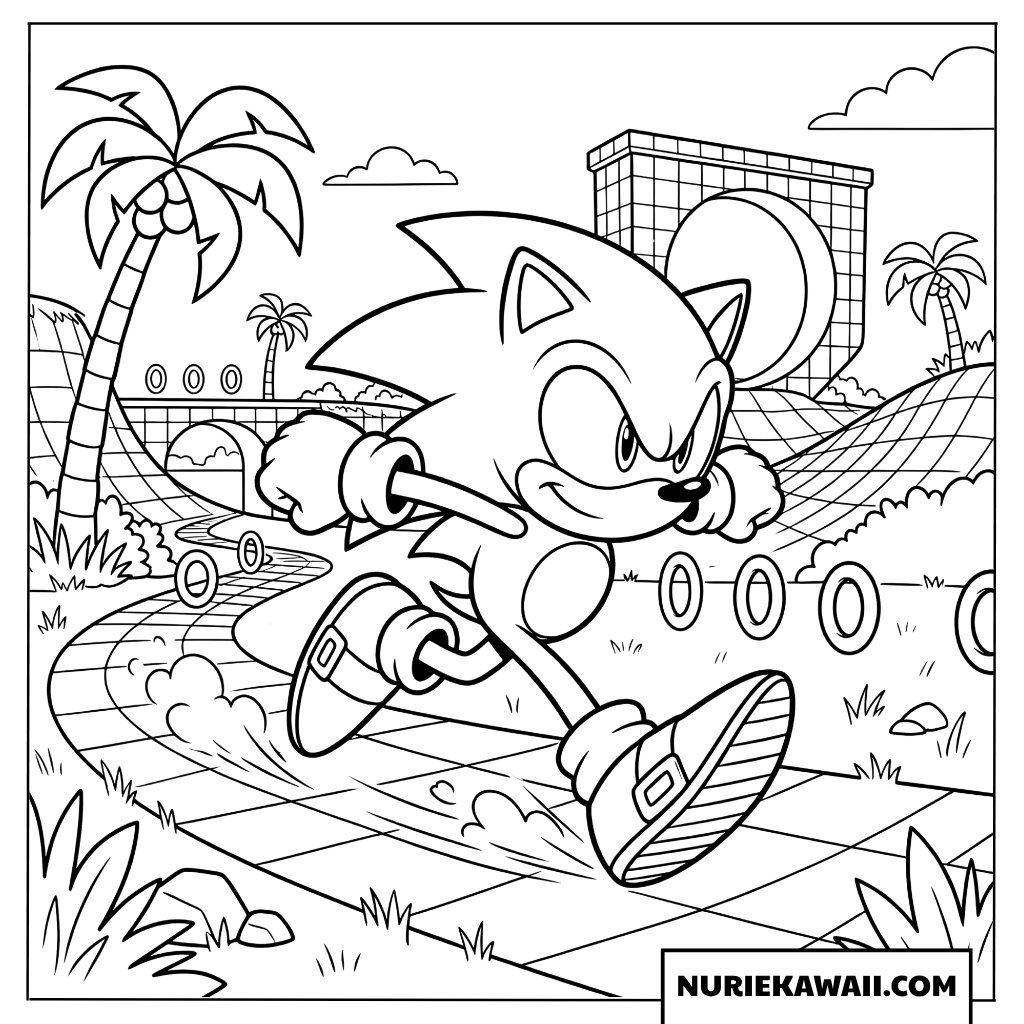 ソニック 高速ラン ステージ 塗り絵