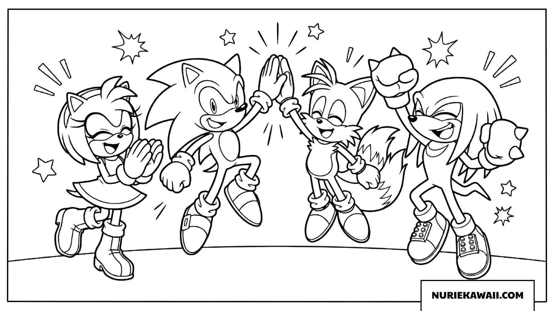 ソニックと仲間のハイファイブお祝い塗り絵