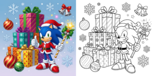 ソニックのクリスマス塗り絵 ft