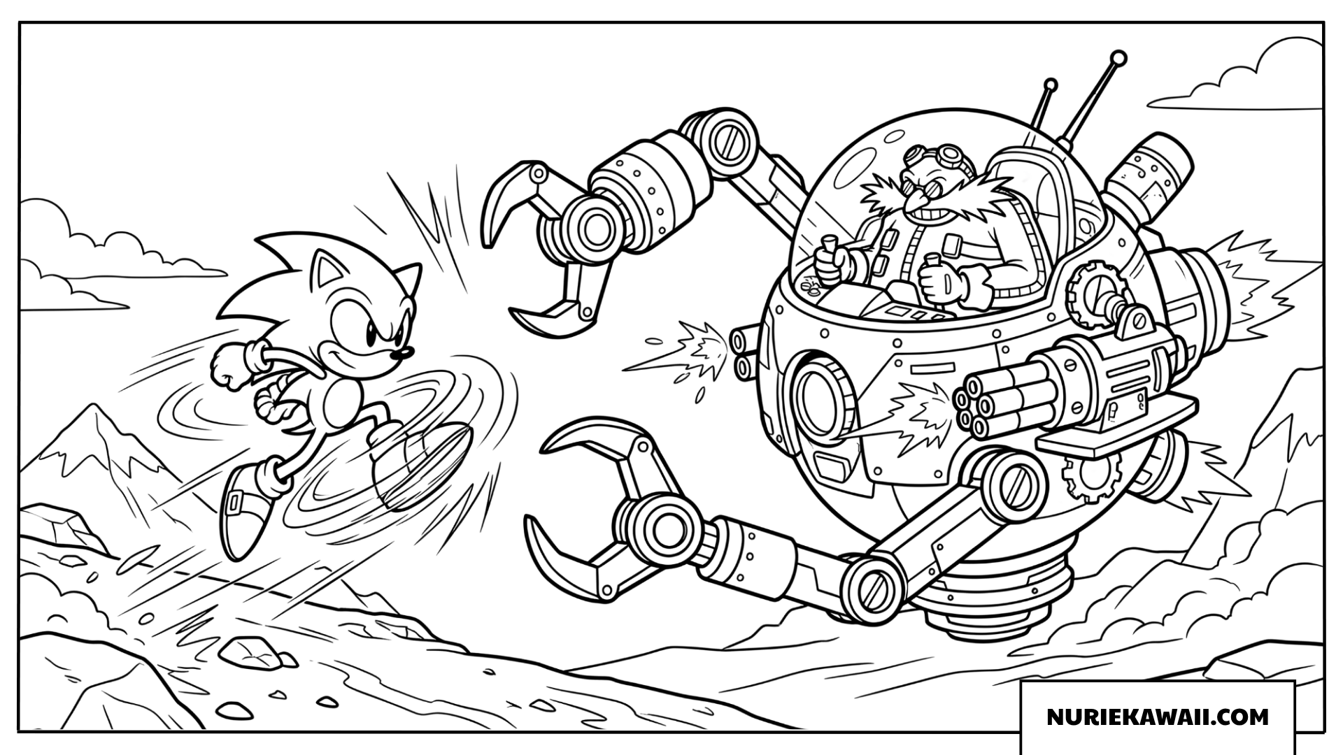 ソニック対エッグマンのロボット大決戦塗り絵